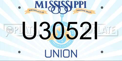 U3052I Mississippi License Plate