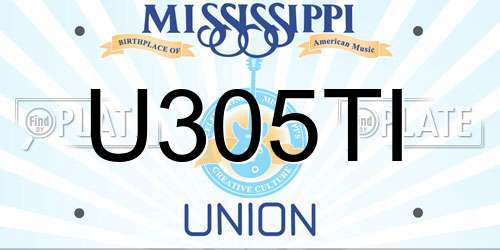 U305TI Mississippi License Plate