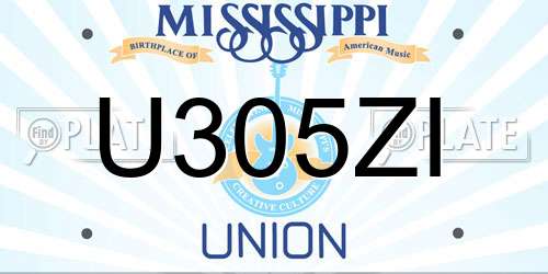 U305ZI Mississippi License Plate