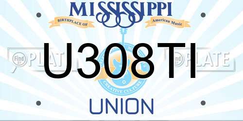 U308TI Mississippi License Plate