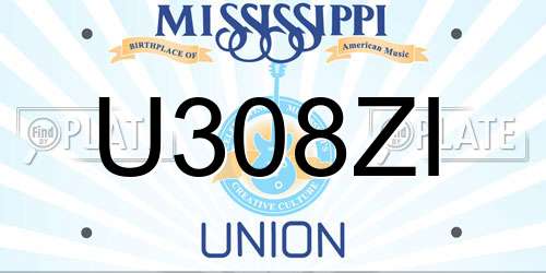U308ZI Mississippi License Plate