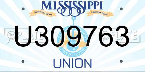 U309763 Mississippi License Plate