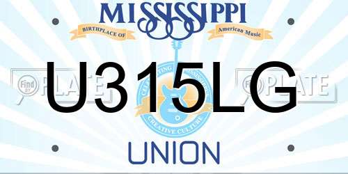 U315LG Mississippi License Plate