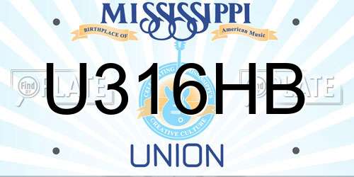 U316HB Mississippi License Plate