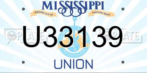 U33139 Mississippi License Plate