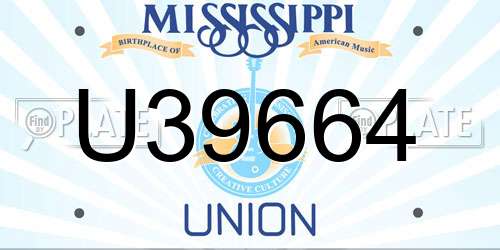 U39664 Mississippi License Plate
