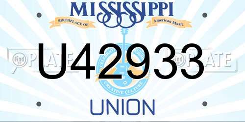 U42933 Mississippi License Plate
