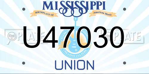 U47030 Mississippi License Plate