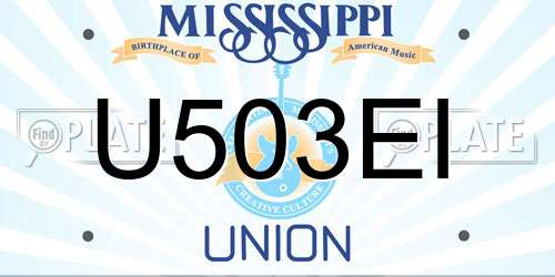 U503EI Mississippi License Plate
