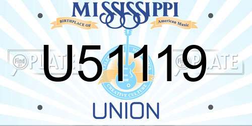 U51119 Mississippi License Plate
