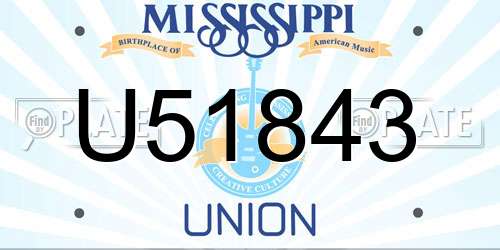 U51843 Mississippi License Plate