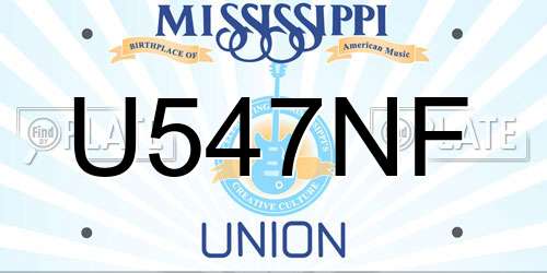 U547NF Mississippi License Plate
