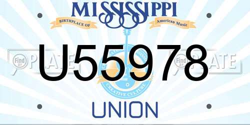 U55978 Mississippi License Plate