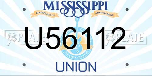U56112 Mississippi License Plate