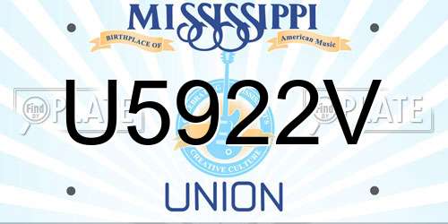 U5922V Mississippi License Plate