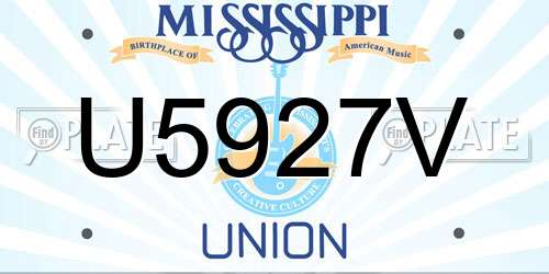 U5927V Mississippi License Plate