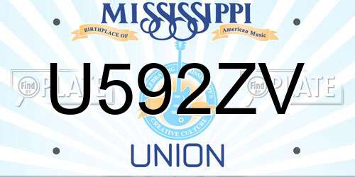 U592ZV Mississippi License Plate