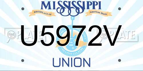U5972V Mississippi License Plate