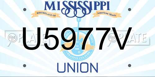 U5977V Mississippi License Plate