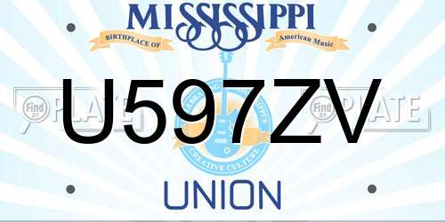 U597ZV Mississippi License Plate