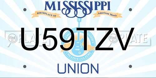 U59TZV Mississippi License Plate