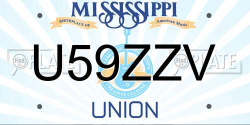 U59ZZV Mississippi License Plate