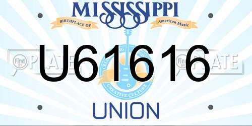 U61616 Mississippi License Plate