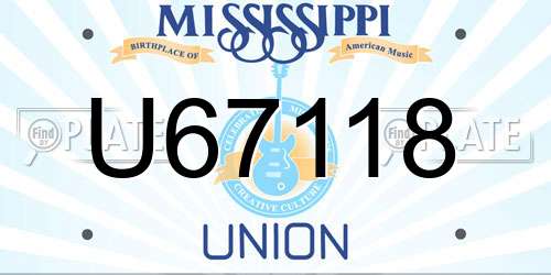 U67118 Mississippi License Plate
