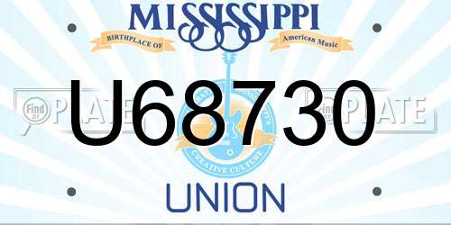 U68730 Mississippi License Plate