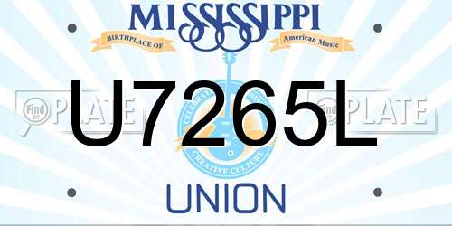 U7265L Mississippi License Plate