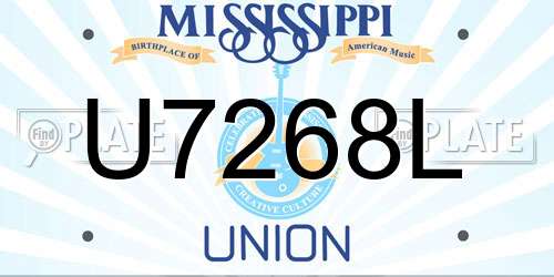 U7268L Mississippi License Plate