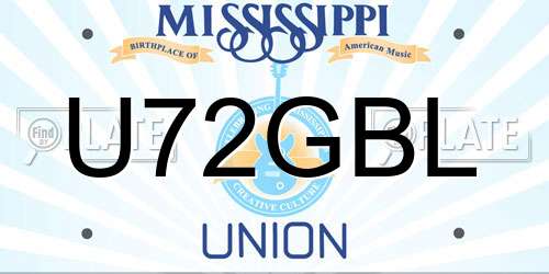 U72GBL Mississippi License Plate