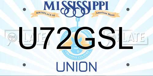 U72GSL Mississippi License Plate