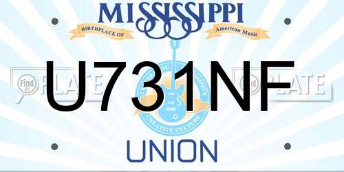 U731NF Mississippi License Plate