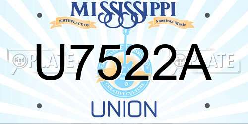 U7522A Mississippi License Plate