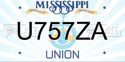 U757ZA Mississippi License Plate