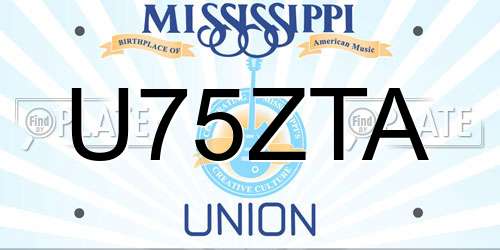 U75ZTA Mississippi License Plate