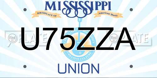 U75ZZA Mississippi License Plate