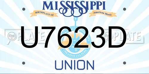 U7623D Mississippi License Plate