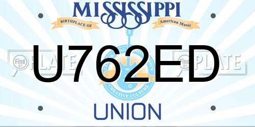 U762ED Mississippi License Plate