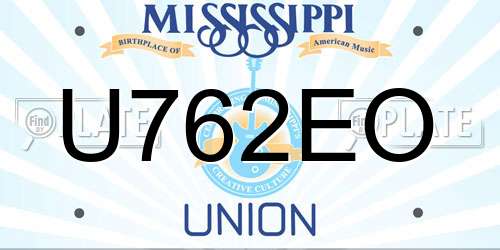 U762EO Mississippi License Plate