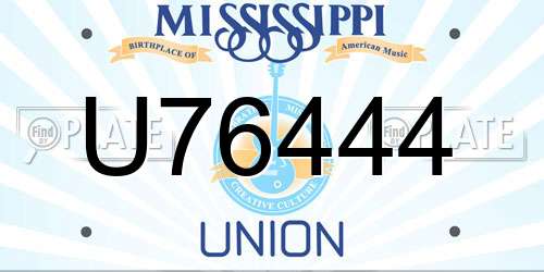 U76444 Mississippi License Plate