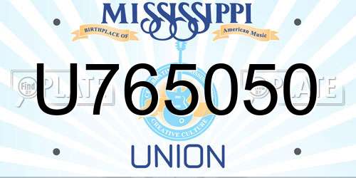 U765050 Mississippi License Plate