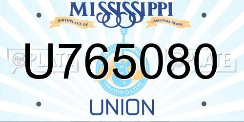 U765080 Mississippi License Plate