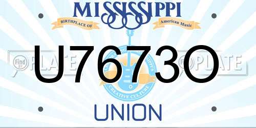 U7673O Mississippi License Plate