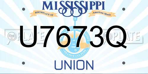 U7673Q Mississippi License Plate