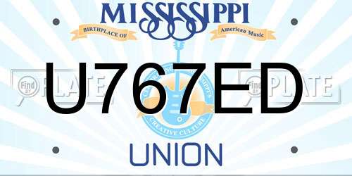 U767ED Mississippi License Plate