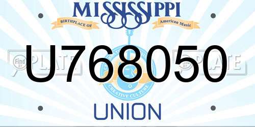 U768050 Mississippi License Plate