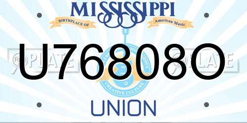 U76808O Mississippi License Plate