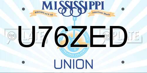 U76ZED Mississippi License Plate